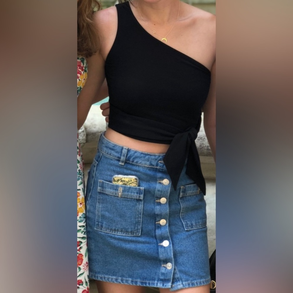 Black one shoulder top